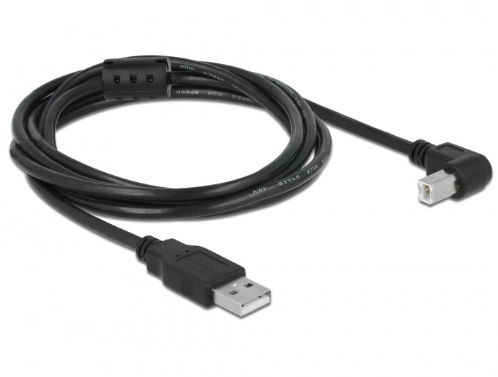 כבל USB 2.0 A-B עם פריט ז/ז בזווית 90° - delock.israel