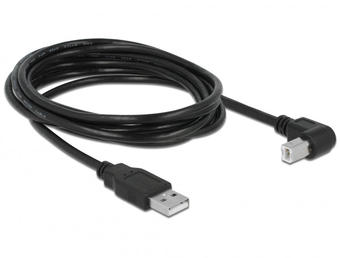 כבל USB 2.0 A-B עם פריט ז/ז בזווית 90° - delock.israel