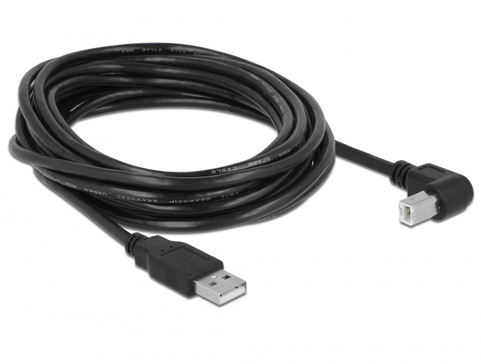 כבל USB 2.0 A-B עם פריט ז/ז בזווית 90° - delock.israel