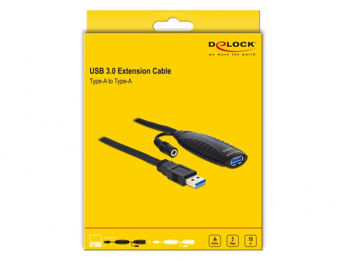 כבל מאריך אקטיבי USB-A 3.0 5Gbps ז/נ אורך 10 מטר - delock.israel