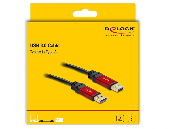 כבל USB-A 3.2 Gen 1 5Gbps Red metal ז/ז - delock.israel
