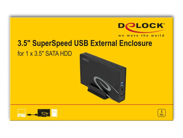 מארז חיצוני USB-C 3.2 Gen 1 עבור כונן דיסק 3.5″SATA HDD/SSD 10TB - delock.israel