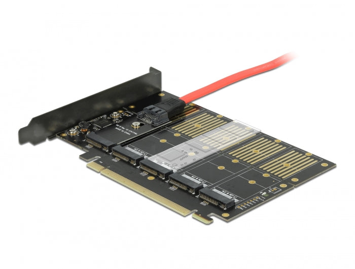 כרטיס PCI-E x16 Low Profile עבור 5 כוננים M.2 SATA או SATA SSD - delock.israel