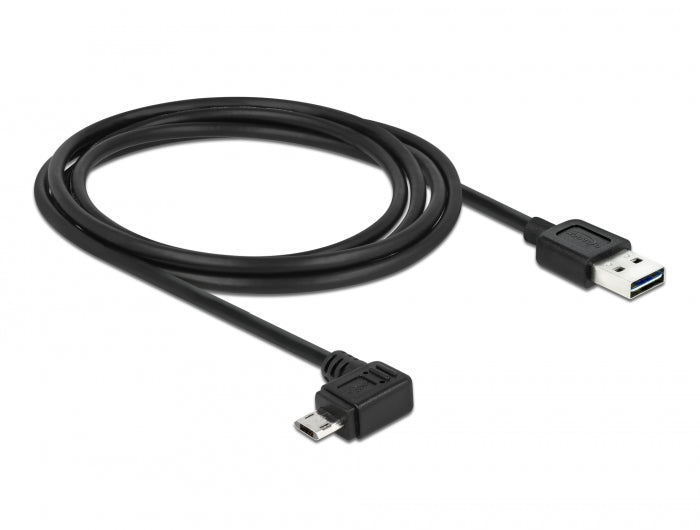כבל EASY-USB 2.0 תקע Micro-B בזווית צד 90° לתקע USB-A עם מחברים דו כיווניים - delock.israel