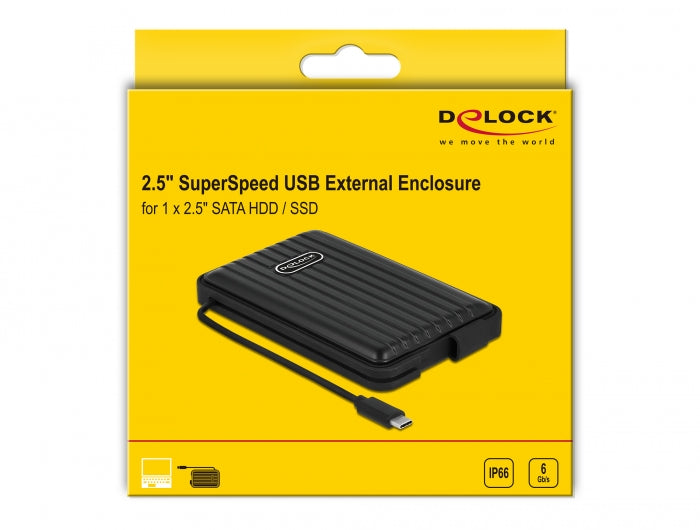 מארז חיצוני USB-C 3.2 Gen 1 עבור כונן דיסק 2.5″SATA HDD/SSD מוגן IP66 - delock.israel