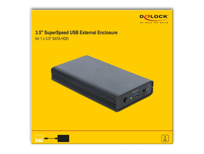 מארז חיצוני USB-C 3.1 Gen 1 עבור כונן דיסק 3.5″SATA HDD/SSD (פלסטיק) - delock.israel