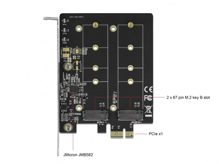 כרטיס PCI-E x1 עם גוף קירור עבור 2 כונני דיסקים M.2 SATA Key B - delock.israel