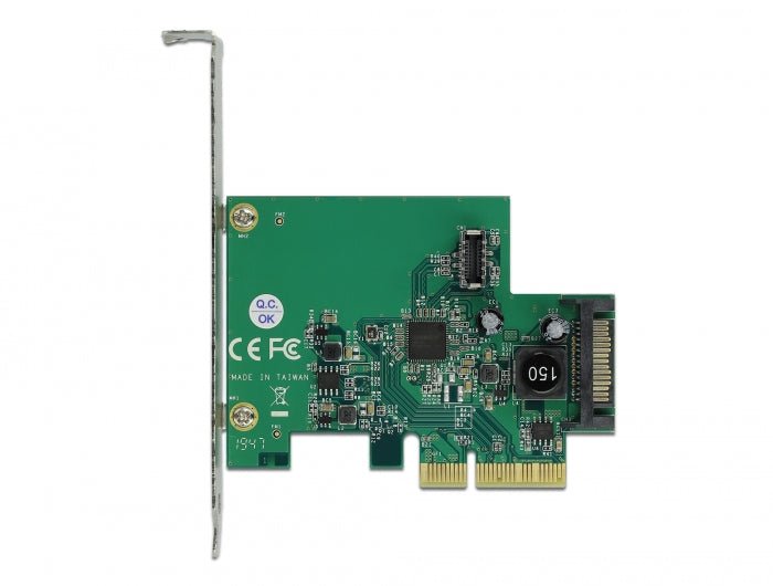 כרטיס PCIe x4 USB 3.2 Gen 2 10Gbps Low Profile עם יציאת USB key A 20 pin צ'יפ Asmedia - delock.israel