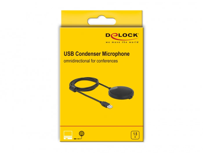 מיקרופון קונדנסר USB מקצועי לחדר ישיבות עם קליטה 360 מעלות - delock.israel