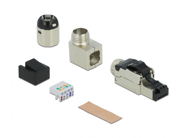 תקע רשת מסוכך RJ45 Cat.8.1 בזווית 90° ללא כלי עבודה - delock.israel