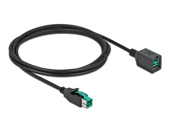 כבל מאריך PoweredUSB 12 V ז/נ עבור מדפסות קופה ומסופים - delock.israel