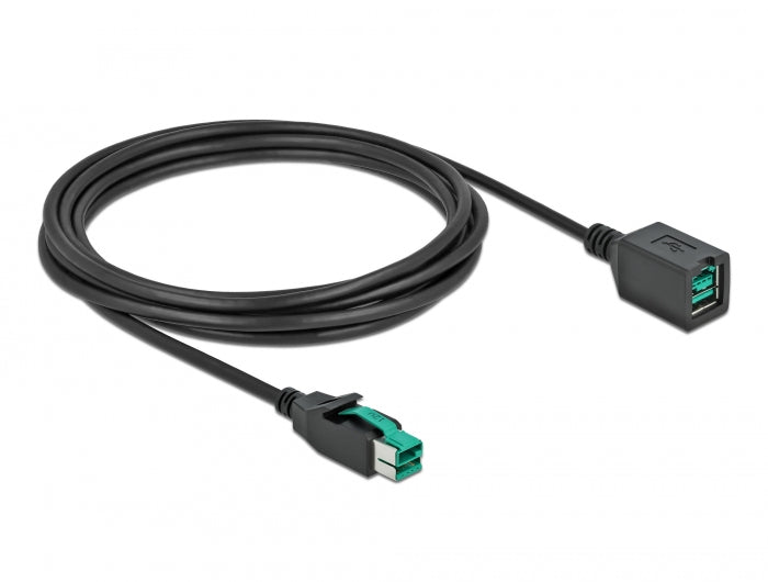 כבל מאריך PoweredUSB 12 V ז/נ עבור מדפסות קופה ומסופים - delock.israel
