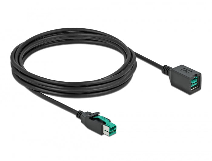 כבל מאריך PoweredUSB 12 V ז/נ עבור מדפסות קופה ומסופים - delock.israel