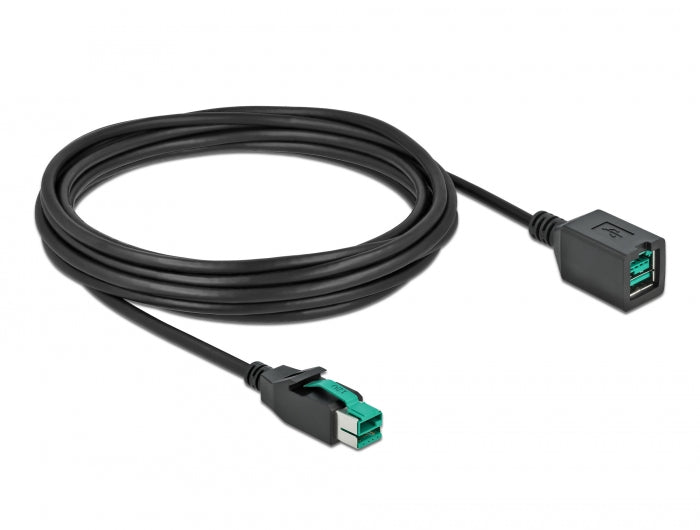 כבל מאריך PoweredUSB 12 V ז/נ עבור מדפסות קופה ומסופים - delock.israel
