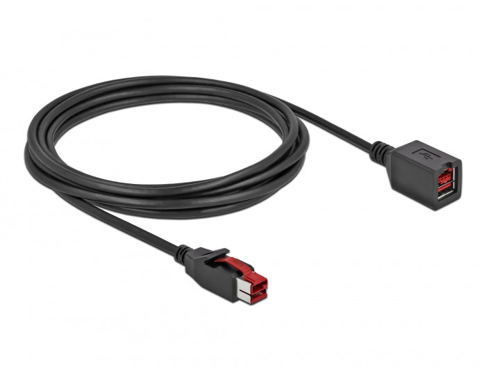 כבל מאריך PoweredUSB 24 V ז/נ עבור מדפסות קופה ומסופים - delock.israel