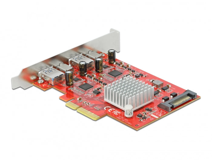 כרטיס PCIe x4 USB 3.2 Gen 2 10Gbps Dual Channel עם 4 יציאות USB צ'יפים Asmedia - delock.israel