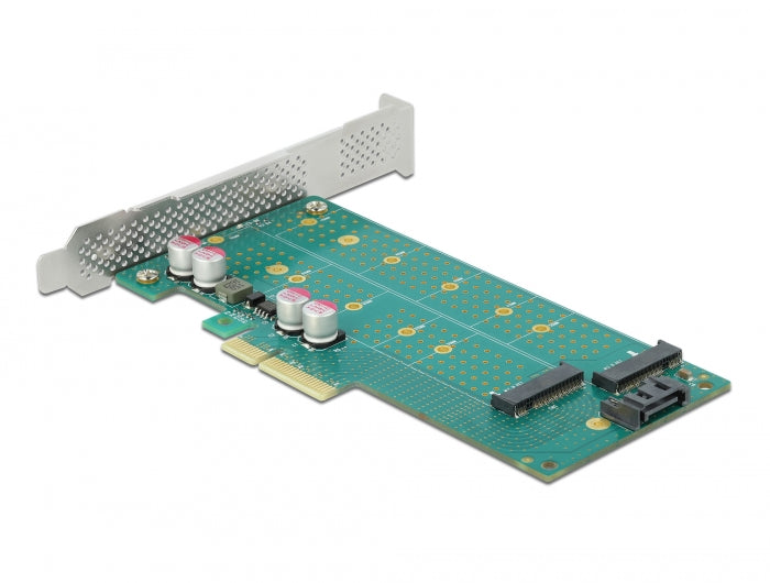 כרטיס PCI-E x4 Low Profile עבור 2 כוננים M.2 NVMe / M.2 SATA - delock.israel