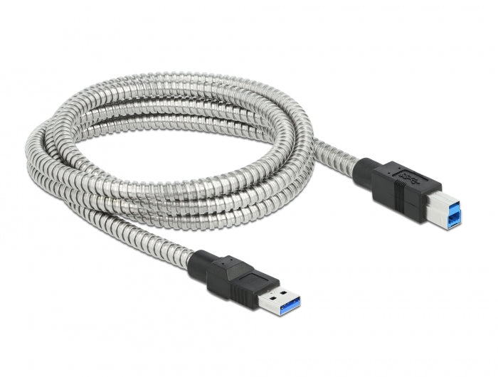 כבל USB 3.2 Gen 1 5Gbps תעשייתי מצופה מתכת תקע USB-B לתקע USB-A - delock.israel