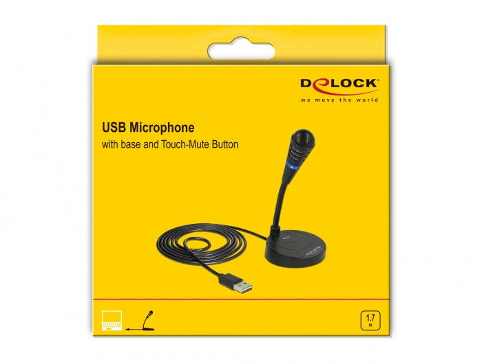 מיקרופון סטנד USB עם לחצן השתקה - delock.israel