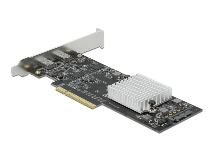 כרטיס PCIe x8 USB 3.2 Gen 2x2 20Gbps Low Profile עם 2 יציאות USB-C צ'יפ Asmedia - delock.israel
