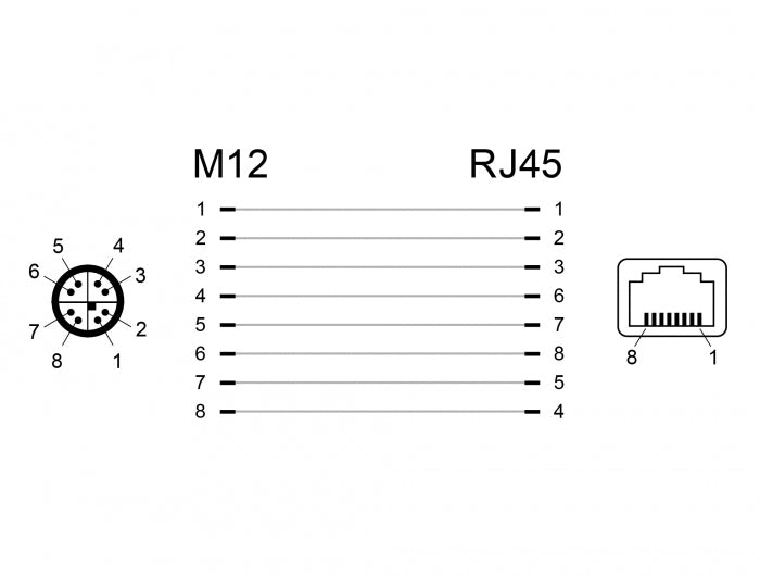 מתאם M12 Cat.6A PUR (TPU) תקע 8pin X-coded לשקע RJ45 - delock.israel