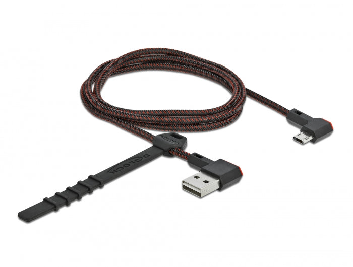 כבל EASY-USB 2.0 תקע Micro-B לתקע USB-A עם מחברים דו כיווניים בזווית צד 90° - delock.israel