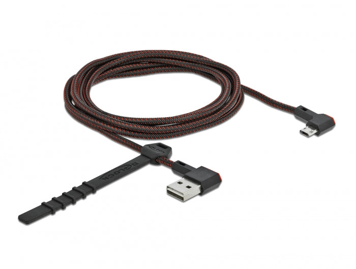 כבל EASY-USB 2.0 תקע Micro-B לתקע USB-A עם מחברים דו כיווניים בזווית צד 90° - delock.israel
