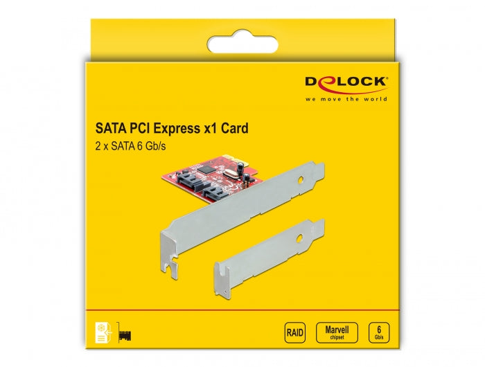 כרטיס SATA PCI-E x1 עם 2 יציאות SATA 6 Gb/s תומך RAID - delock.israel