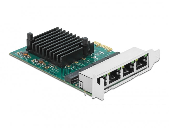 כרטיס רשת קווי PCIe x1 Gigabit Low profile עם 4 יציאות RJ45 צ'יפ RTL8111F - delock.israel