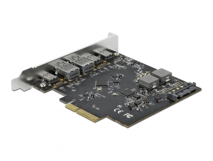 כרטיס PCIe x4 USB 3.2 Gen 2 10Gbps עם 5 יציאות USB צ'יפים VIA / Asmedia דגם D89074 - delock.israel