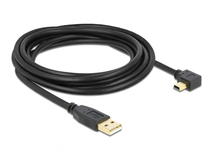 כבל מיני USB 2.0 תקע USB-A לתקע Mini-B בזווית 90° שמאלה - delock.israel