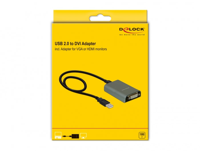 מתאם תצוגה USB 2.0 לחיבור מסך DVI / VGA / HDMI - delock.israel
