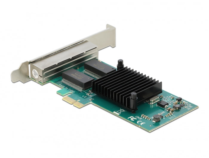 כרטיס רשת קווי PCIe x1 Gigabit Low profile עם 4 יציאות RJ45 צ'יפ אינטל i350 - delock.israel