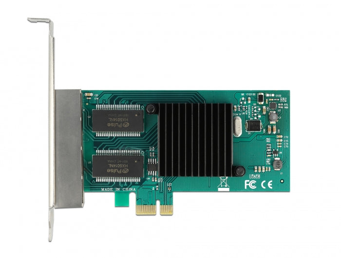 כרטיס רשת קווי PCIe x1 Gigabit Low profile עם 4 יציאות RJ45 צ'יפ אינטל i350 - delock.israel