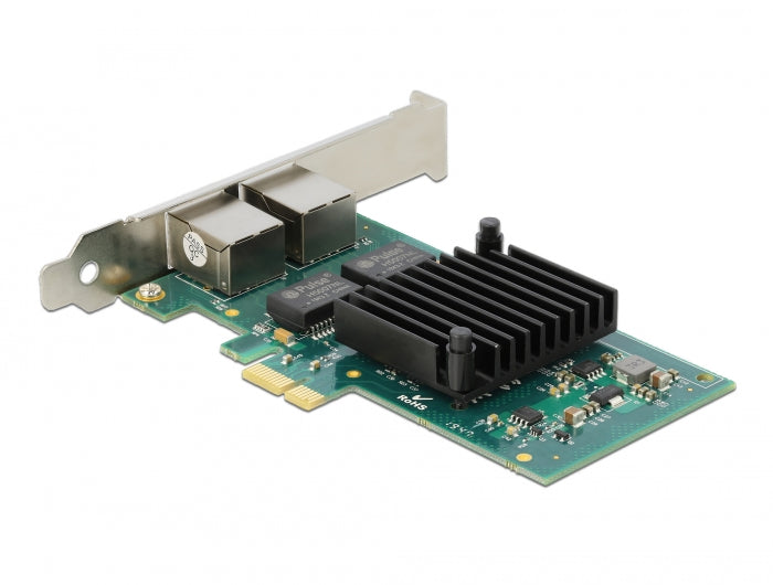 כרטיס רשת קווי PCIe x1 Gigabit Low profile עם 2 יציאות RJ45 צ'יפ אינטל i350 - delock.israel