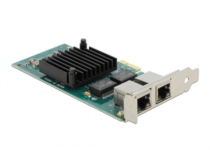כרטיס רשת קווי PCIe x1 Gigabit Low profile עם 2 יציאות RJ45 צ'יפ אינטל i350 - delock.israel