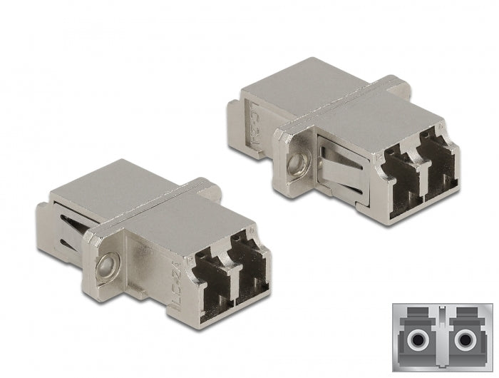 מתאם אופטי מתכתי לפאנל LC Duplex סינגל מוד נ/נ - delock.israel