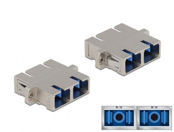 מתאם אופטי מתכתי לפאנל SC Duplex סינגל מוד נ/נ - delock.israel