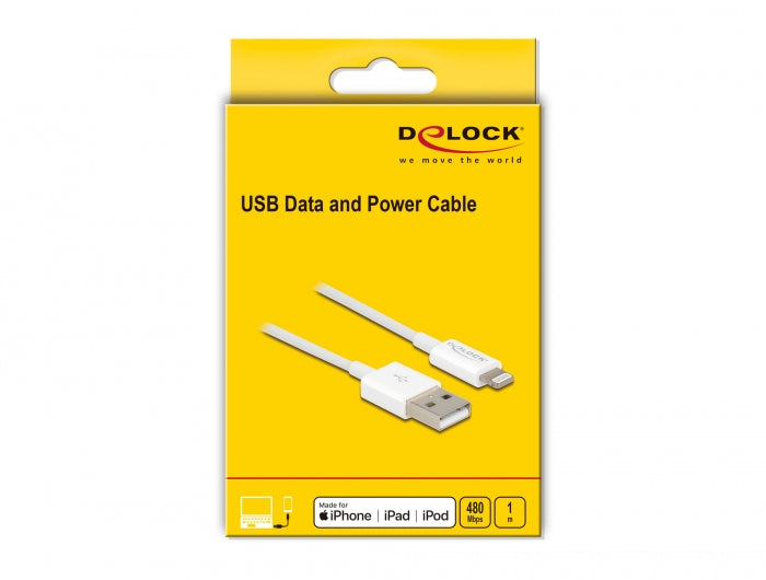 כבל טעינה ונתונים תקע USB-A לתקע Lightning MFi - delock.israel