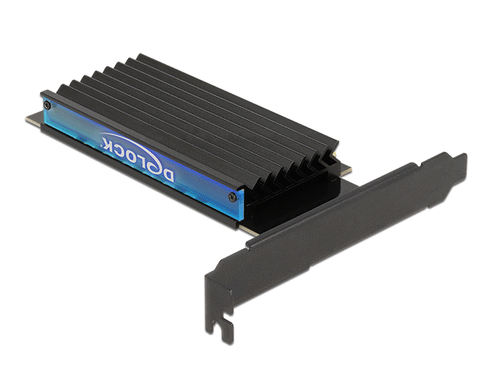כרטיס PCI-E x4 RGB LED illumination Low Profile עם גוף קירור עבור כונן M.2 NVMe - delock.israel