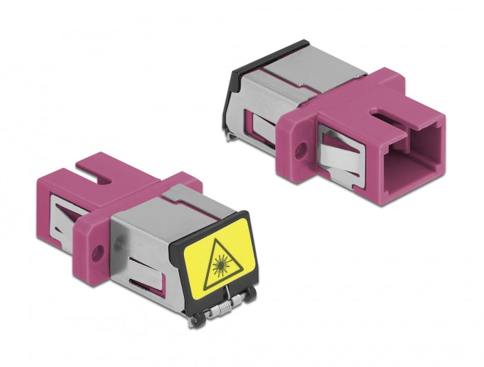 מתאם אופטי לפאנל SC Simplex OM4 מולטי מוד עם מכסה להגנה בלייזר נ/נ - delock.israel