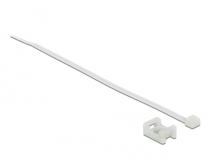 תפסן אזיקונים בהברגה לבן עם אזיקון לחיבור כבלים - delock.israel