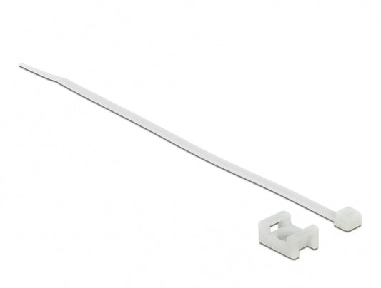 תפסן אזיקונים בהברגה לבן עם אזיקון לחיבור כבלים - delock.israel