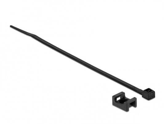 תפסן אזיקונים בהברגה שחור עם אזיקון לחיבור כבלים - delock.israel