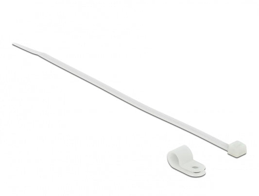 תפסן אזיקונים בהברגה צבע לבן עם אזיקון לחיבור כבלים - delock.israel