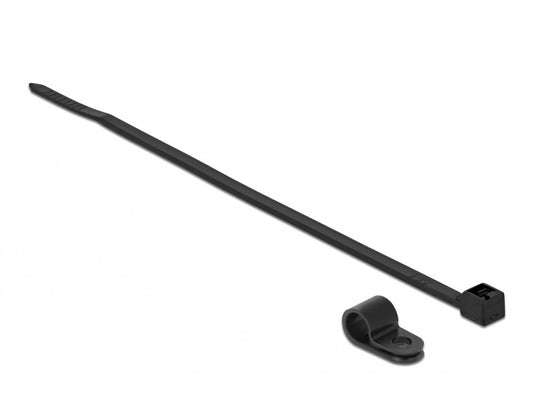 תפסן אזיקונים בהברגה צבע שחור עם אזיקון לחיבור כבלים - delock.israel