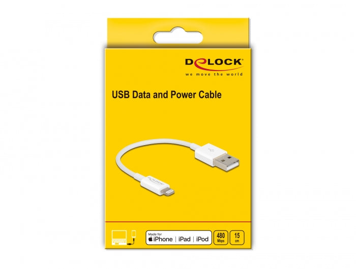 כבל טעינה ונתונים תקע USB-A לתקע Lightning MFi - delock.israel