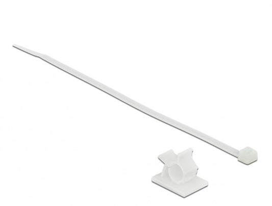 תפסן כבלים בהדבקה לבן עם קליפס נעילה - delock.israel