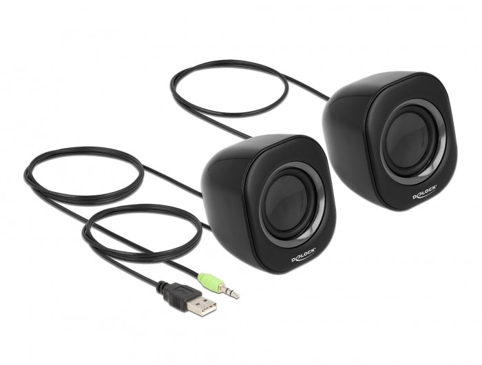 Delock Mini Stereo PC Speaker with 3.5 mm stereo jack male and USB powered - delock.israel