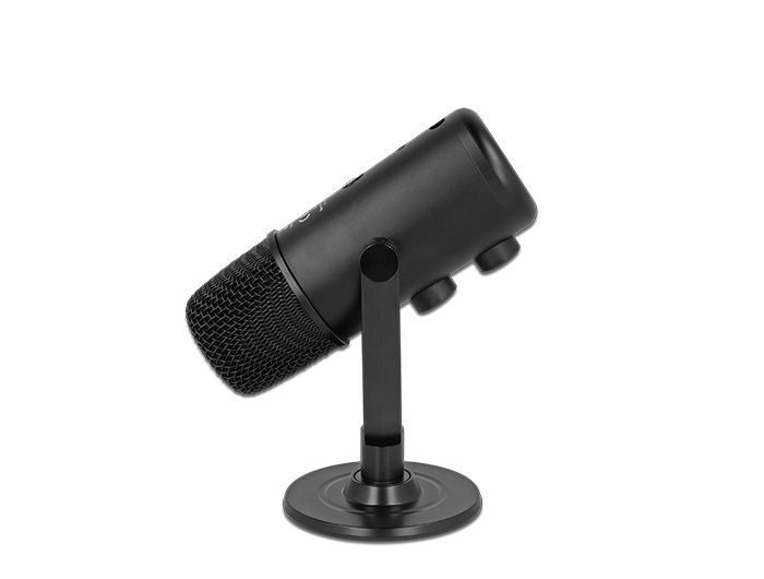 מיקרופון Dual Capsule USB עם בקרת עוצמת קול + שקע אוזניות PL 3.5 - delock.israel